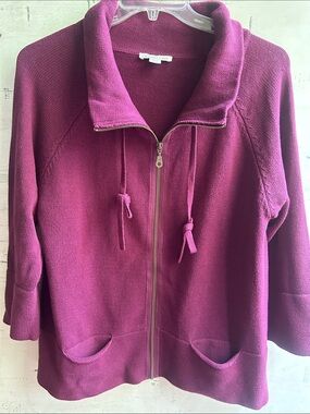 🌸🫶Coldwater Creek Magenta Zip-Up Knit Hoodie